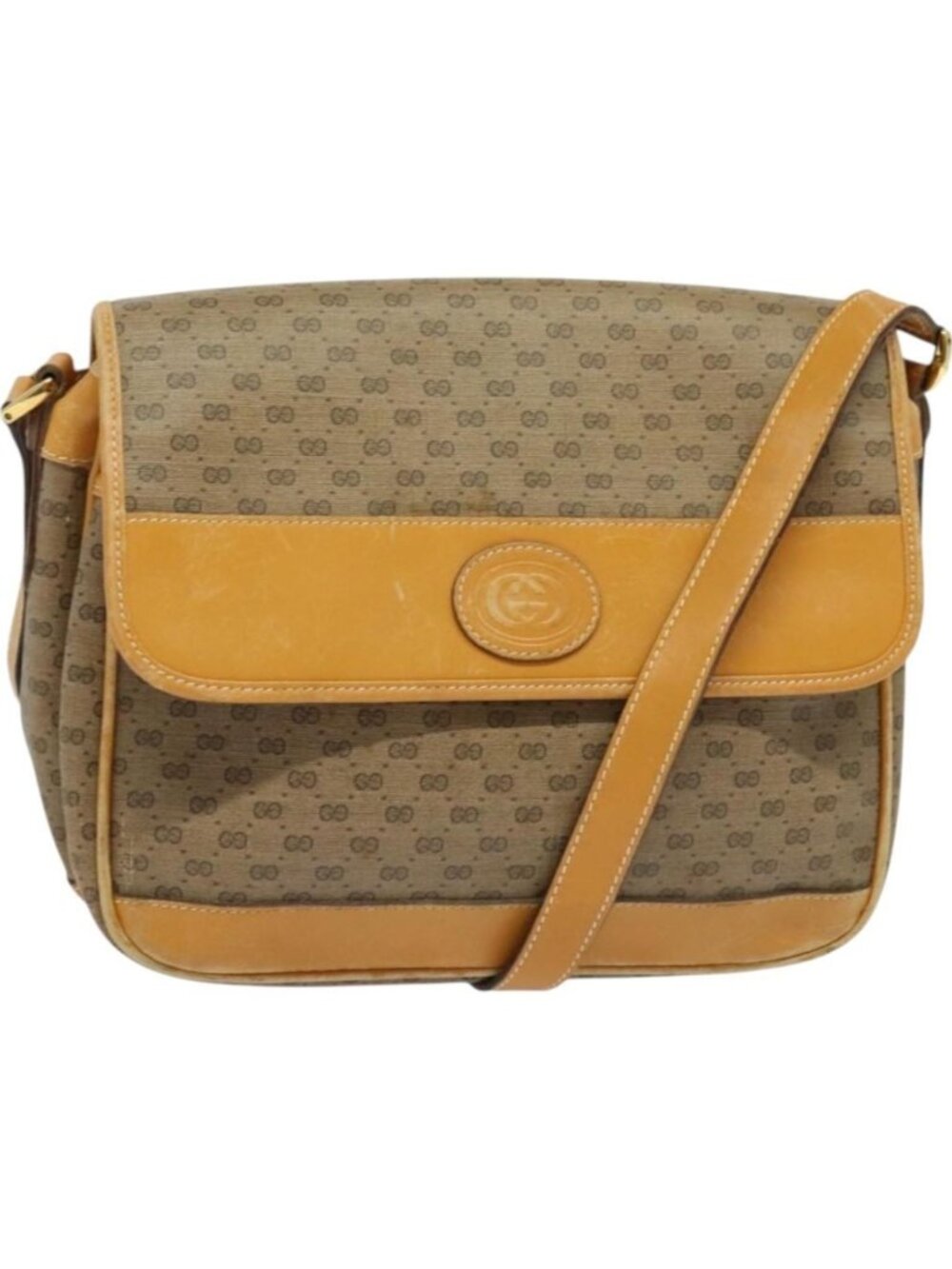 GUCCI Micro GG Supreme Shoulder Bag PVC Beige Gold 001 14 0925